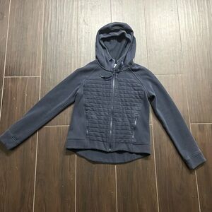 lululemon athletica fleece be true navy blue ribbed zip-up hoodie